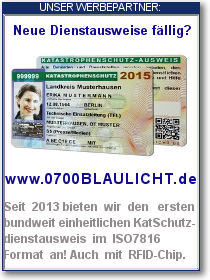 Seit 2013 gibt es den bundesweit einheitlichen Katastrophenschutz-Ausweis im Scheckkartenformat auch mit RFID-Chip